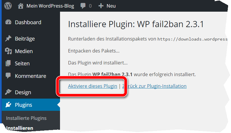 WordPress-Plugin aktivieren