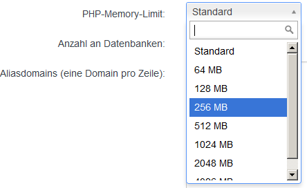 Wahl des PHP-Memory-Limits